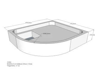 Neuesbad Wannenträger für Kaldewei Zirkon 90x80x6,5 Viertelkreis SD21891