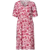 STREET ONE Sommerkleid Knielanges Kleid mit Split Neck und Print