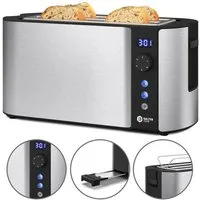 Balter Toaster TS-04-LCD Edehlstahl Silber, Langschlitz, für 4 Scheiben, 1500 W, LCD Restzeitanzeige, Auftaufunktion