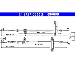 ATE Handbremsseil hinten L?nge 1770 Ford Focus DAW DBW DFW DNW