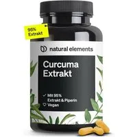 natural elements Curcuma Extrakt – Hochdosiert, 90 Kapseln, 95% Curcumin Kapseln, 1 er 90 St., 67 g, Vegan Ohne Gentechnik Glutenfrei Laktosefrei