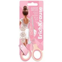 Erich Krause Papierscheren, Kinderschere Junior 13cm mit Ballerina Motiv abgerundete Spitzen Rosa