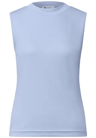 Street One - Top im Silk-Look mit Turtle Neck whispery blue - Gr. - 36