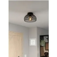 EGLO Deckenleuchte MOGANO 3, ohne Leuchtmittel, Deckenleuchte, Metall in Schwarz, Flurlampe mit E27 Fassung