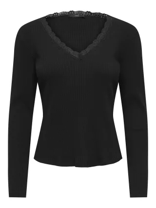 ONLY - ONLSARA SHARAI L/S V-NECK TOP JRS NOOS Black - Gr. - XS