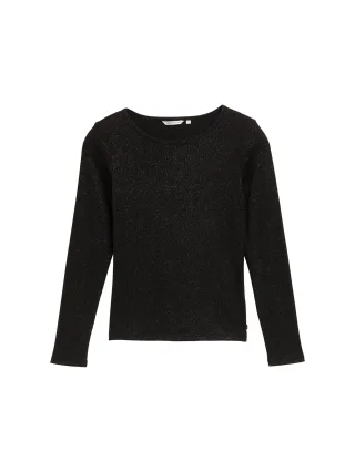 Denim Tom Tailor - Langarmshirt mit Glitzer-Effekt deep black - Gr. - S