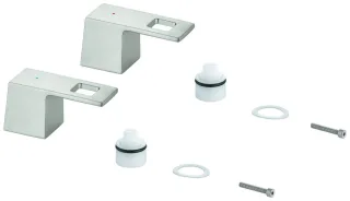 Grohe Griffpaar 48321 für Eurocube 3-L-Waschtisch-Batt. Mark. blau/rot supersteel, 48321DC0 48321DC0