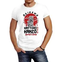 Neverless Print-Shirt Herren T-Shirt Hattori Hanzo Sword and Sushi Okinawa Japan mit Print