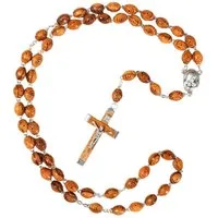 Kassis Geschenkartikel Kette ohne Anhänger Rosenkranz mit dekorierten Perlen aus Olivenholz, handgemacht, handgefertigt in Bethlehem, Geschenk zu mehreren Anlässen
