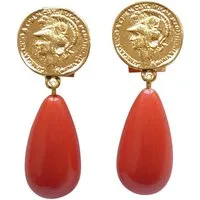 Mugello Paar Ohrstecker Lydia koralle leicht elegant Statementohrringe modisch chic, made in Germany Designer JustWin, Statementohrringe
