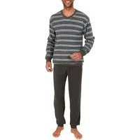 Normann Pyjama Herren Frottee Schlafanzug mit Bündchen in Streifenoptik - 291 13 580