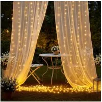 Wrischan Lichterkette Lichtervorhang 3x3m mehrfarbig USB Lichterkette Vorhang Fenster 300LED, 8 Beleuchtungsmodi, Fernbedienung, USB-betrieben, langlebig
