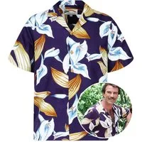 Paradise Found Hawaiihemd Tom Selleck "Calla Lily" Original Hawaiihemd Kurzarm Front-Tasche