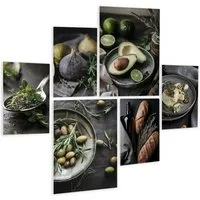 artissimo Mehrteilige Bilder Bilderset 6er-Set, Deko Küche, Wandbilder-Set Wein Küchendeke boho, moderne Küchenbilder: Vintage Küchemotive