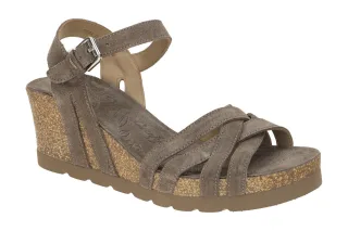 Panama Jack Damen Sandale Vera B5 Grau Piedra Stone Wedge Keilabsatz 4,5cm