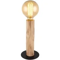 GLOBO LIGHTING LED Tischleuchte, Leuchtmittel inklusive, Warmweiß, LED Tischlampe Holzleuchte natur Vintage Wohnzimmerlampe