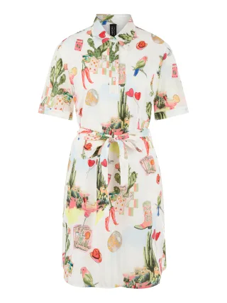 Marc Cain Sports - Kurzarm Blusenkleid mit Gürtel white - Gr. - 36
