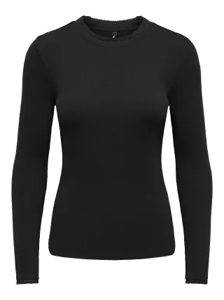 ONLY - ONLLESLIE L/S LACE MIX TOP JRS Black - Gr. - XS