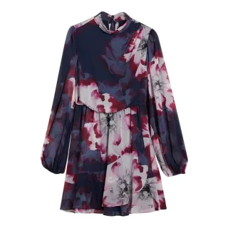 Ted Baker - "Aracely" Minikleid für Damen, Chiffon, Weite Ärmel (Marine/Bunt)