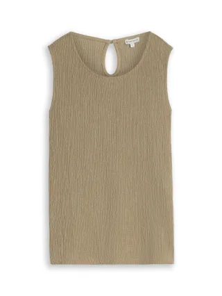 Tom Tailor - Crinkle Top mit Seitenschlitzen grün - Gr. - L