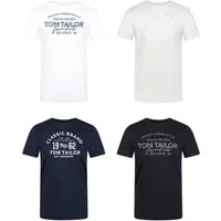 TOM TAILOR T-Shirt Herren Printshirt Regular Fit (Vorteilspack, 4-tlg) Kurzarm Tee Shirt mit Rundhalsausschnitt aus 100% Baumwolle
