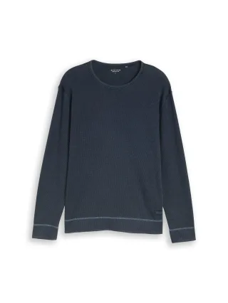 Tom Tailor - Langarmshirt mit Waffelstruktur sky captain blue - Gr. - XL