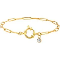 KARMA Fußkette Fußkettchen Kristall Gold 25 cm modern (Abendmode Accessoires Hypoallergen wasserfest, Fußschmuck Urlaub Strand), filigrane Fusskette Edelstahl vergoldet
