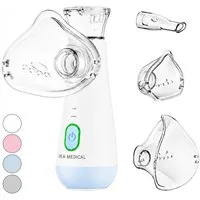 IEA Medical Inhalationsgerät blau für Erwachsene & Kinder, leise & USB-C, 1-tlg., inkl. Mundstück, Kinder- und Erwachsenenmaske, Mesh-Vernebler, 2 Modi, Anti-Rutsch-Boden, 3 Aufsätze