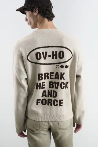 Herren Baumwoll Rundhals Sweatshirt mit Textdruck