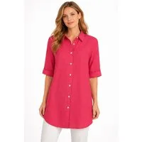 Eight2Nine Hemdbluse Damen Leinen Bluse atmungsaktiv Tunika Sommer langebluse Hemdbluse