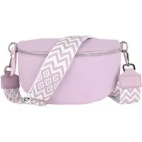 MIRROSI Bauchtasche Damen, Echtleder, Leder, Made in Italy, Umhängetasche, Brusttasche, (Schultertasche für jeden Anlass (1 Tasche & 2 Gurte), 3 Größen auswählbar), Crossbody Bag, Babyblau, gemusterten& verstellbaren Schulterriemen