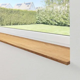 Fensterbank Eiche Massivholz, Premium, Eiche Natur, 150 x 500 mm, Innenbereich, individuell konfigurieren