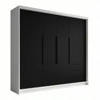 A&J MöbelLand GmbH Drehtürenschrank viertüriger Kleiderschrank mit Schubladen und Metallgriffen. (Geräumiger vier¬türiger Kleiderschrank mit Schubladen und Metallgriffen. Geräumiger Schrank mit einer Breite von 200 cm und Schubladen, ideal zur Aufbew