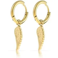 Made by Nami Ohrring-Set Hängende Creolen Ohrringe Engelsflügel Anhänger Edelstahl Wasserfest, aus Edelstahl – hängend – hypoallergen – wahlweise in Silber oder Gold