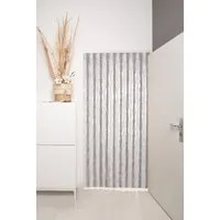 Defactoshop Insektenschutz-Vorhang Türvorhang Flauschvorhang PVC Transparent Grau/Weiss, 100x200, 90x200