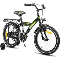 HILAND Kinderfahrrad Sentry 16/18 Zoll Jungen Kinderfahrrad für Kinder ab 4 bis 9 Jahren, 1 Gang, mit Rücksitz/Gepäckträger Stützräder Handbremse