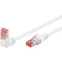 Patchkabel Cat.6 S/FTP (PiMF), 1x 90° gewinkelt weiß, 0,5 Meter, doppelt geschirmt