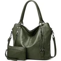 TAN.TOMI Handtasche Damen Schultertasche Groß Shopper Vegan Handtasche, Handtaschen Umhängetasche Geldbörse Damen Taschen 2-Tlg