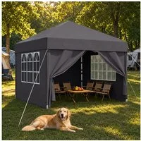 GUNJI Faltpavillon Pop Up Partyzelt 3*3/3*6m Gartenpavillon winterfest und wasserdicht, mit 4 Seitenteilen, 4 Sandsäcke, für Garten Camping