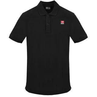 Diesel - Poloshirt „caviar" In Schwarz Mit Kleinem Logo-patch