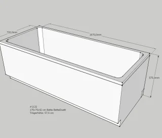 Neuesbad Wannenträger für Bette Duett 170x75 SW12048