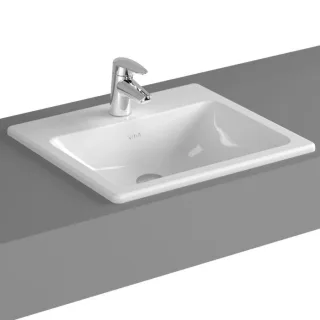 VitrA S20 Einbau-Waschtisch 5464B003-0001 50 x 45 cm, weiß, Überlauf/Hahnloch mittig