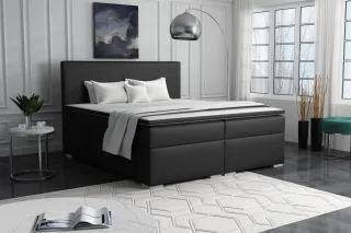 Boxspringbett Schlafzimmerbett SOREL 160x200cm Kunstleder Soft Schwarz