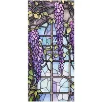 GarveeMore Fenstersticker PVC-Farbglas Glas Fensterfolie Aufkleber Nicht klebend Abnehmbar Bunt, 45/60*100cm Floral Retro Bunte Kolibri Blume Glasmalerei Fenster Film