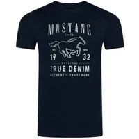 MUSTANG T-Shirt Herren Printshirt Regular Fit (1-tlg) Kurzarm Tee Shirt mit Rundhalsausschnitt aus 100% Baumwolle