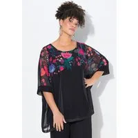 MIAMODA Druckbluse Bluse oversized Blüten-Bordüre blickdichtes Top