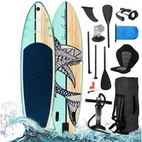 BRAST SUP-Board Shark, Aufblasbares Stand up Paddle Set, 320x81x15cm, 8 Designs, 5 Jahre Garantie, inkl. Sonderzubehör