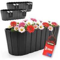 BigDean Blumenkasten 3 Stück Blumenkasten Balkongeländer Balkon (Set, 3 St., Balkonkasten), Balkongeländer aufhängung integriert, Vorgeprägte ablauflöcher