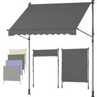 SONGMICS Klemmmarkise Balkonmarkise höhenverstellbar UV-beständig wasserabweisend (ohne Bohren mit Handkurbel inkl. Zubehörpaket & Anleitung) Sonnenschutz 200 x 120 x 220–300 cm (L x B x H) für kleine Balkone