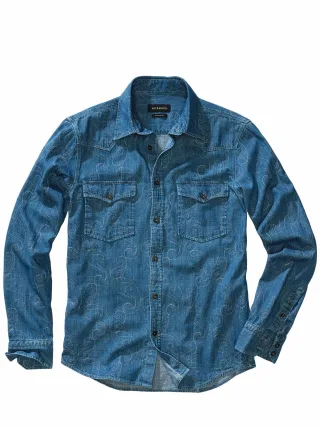Mey & Edlich Herren Echte-Cowboys-Westernhemd Blau 100 % Baumwolle